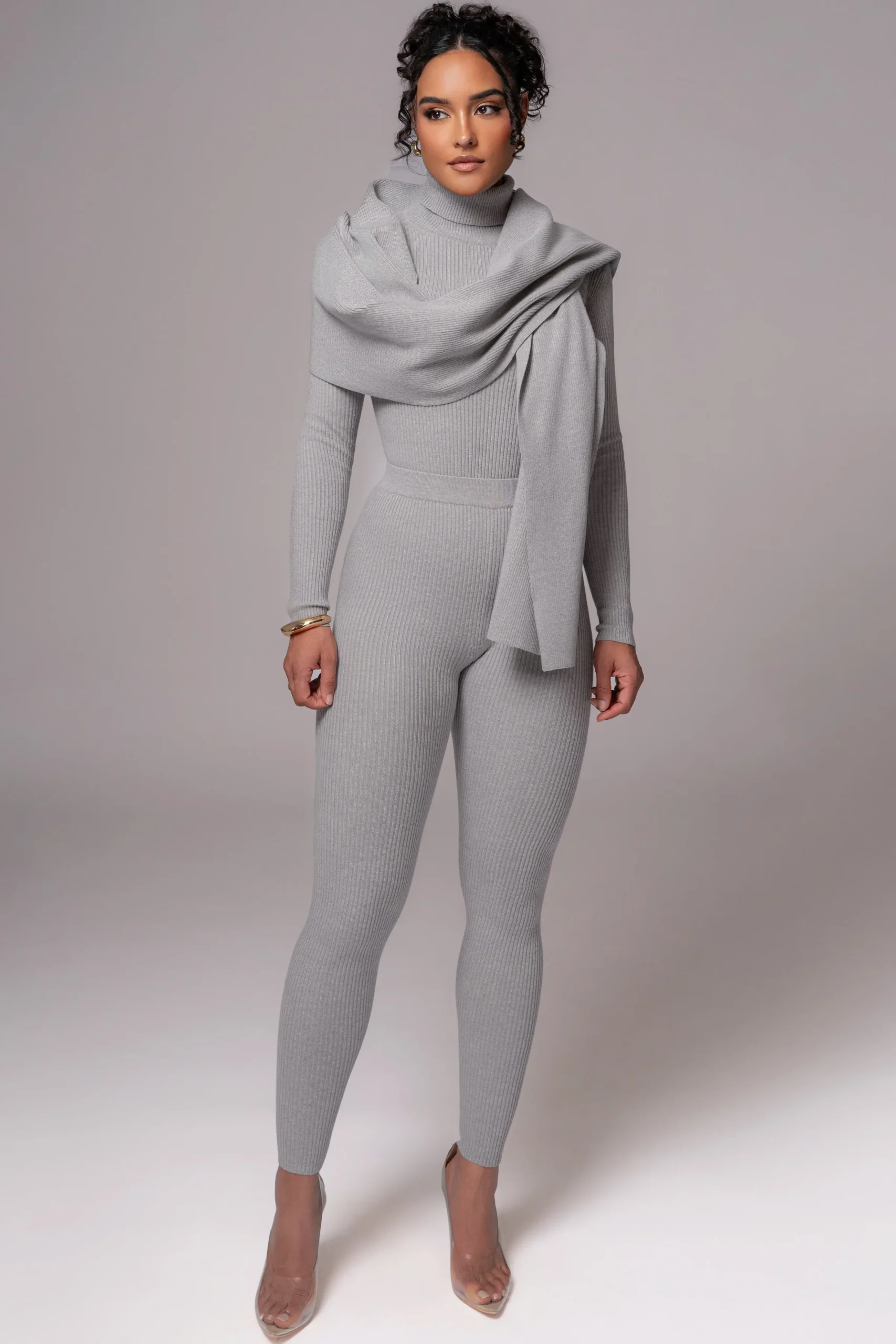 JLUXLABEL Heather Grey Naaya Ribbed Leggings