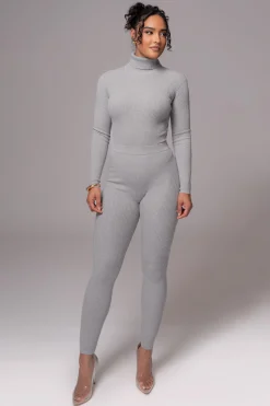 JLUXLABEL Heather Grey Naaya Ribbed Leggings