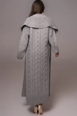 JLUXLABEL Heather Grey Upstate Cable Knit Cardigan