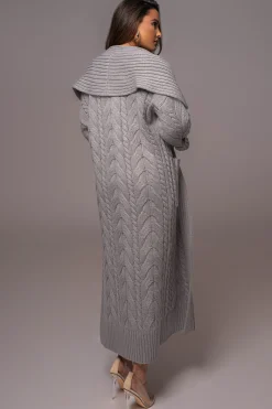 JLUXLABEL Heather Grey Upstate Cable Knit Cardigan