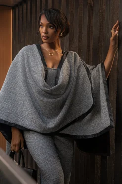 JLUXLABEL Herringbone Reversible Shawl