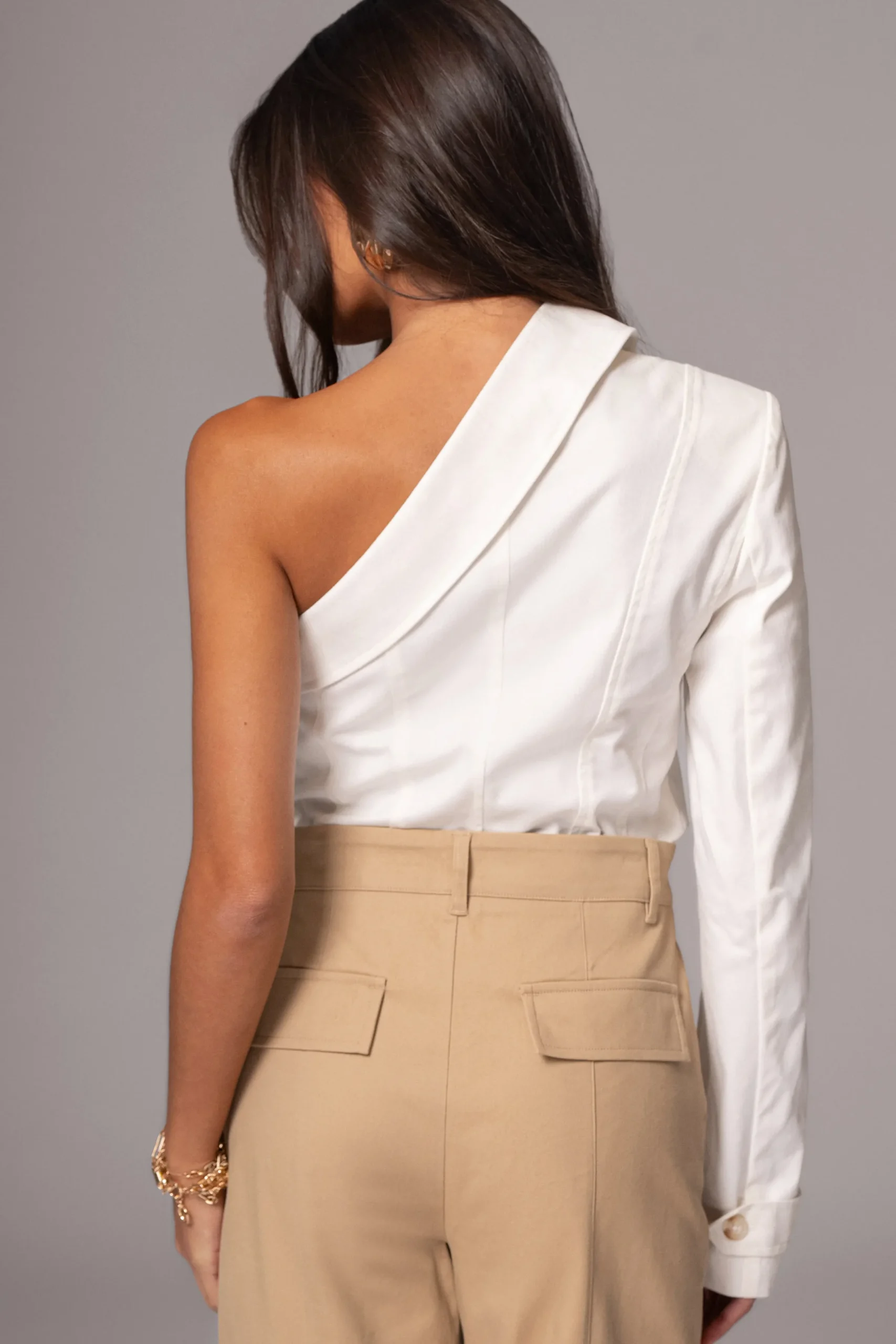 JLUXLABEL Ivory Amal One Shoulder Top