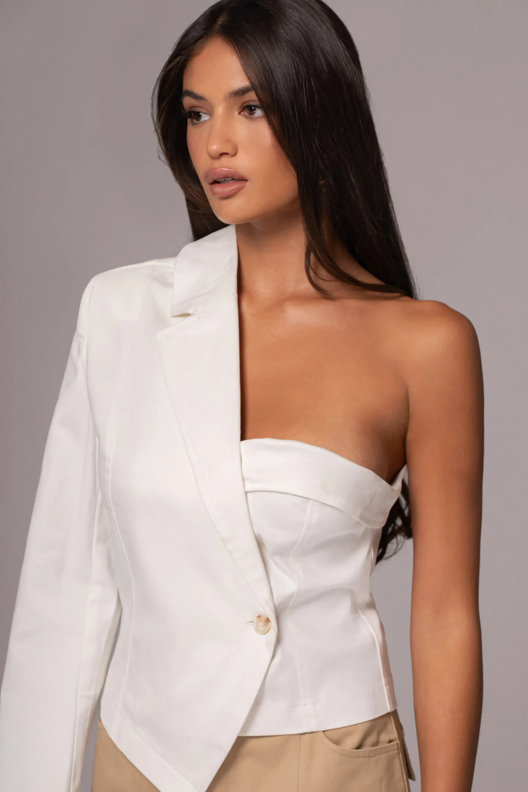 JLUXLABEL Ivory Amal One Shoulder Top