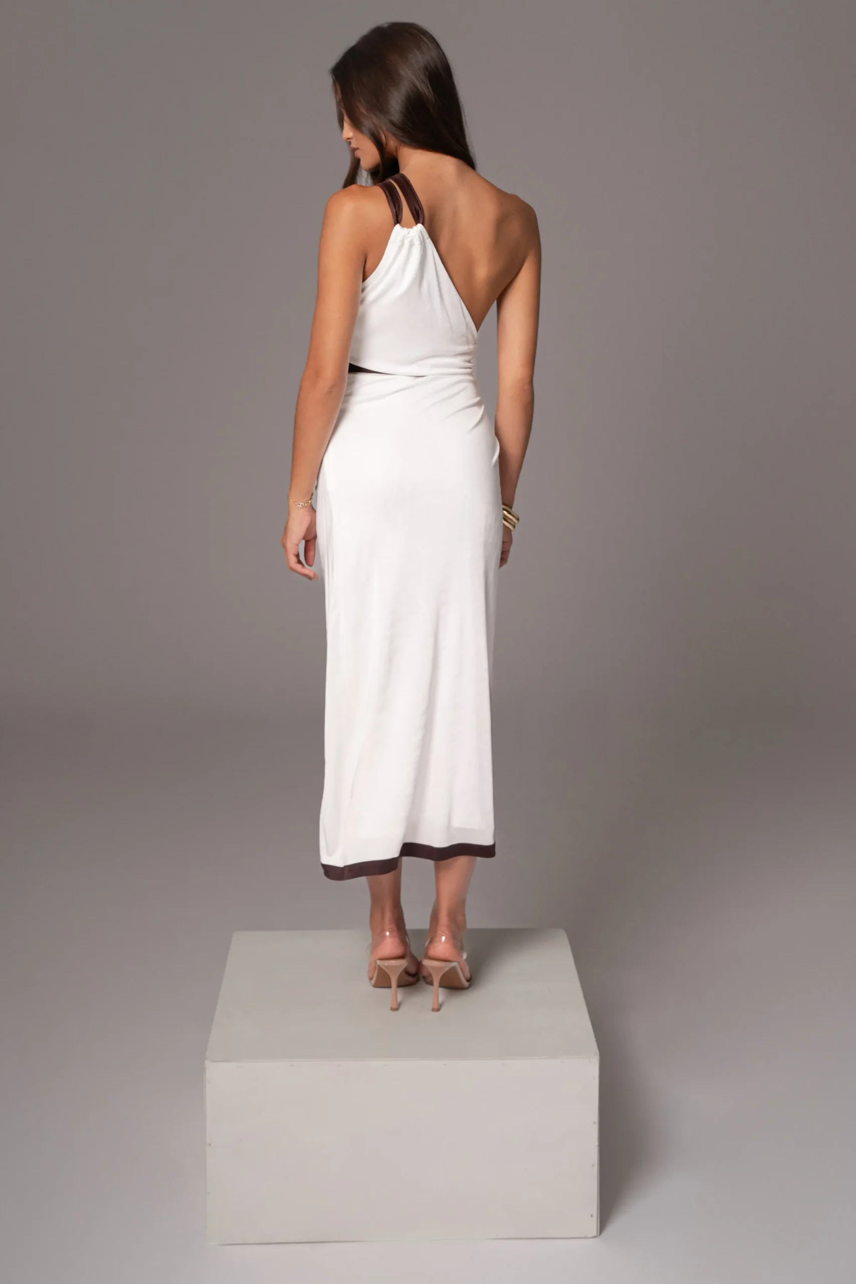 JLUXLABEL Ivory Anniversary Belted Wrap Dress