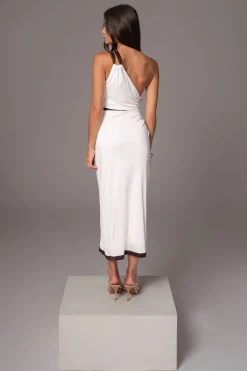 JLUXLABEL Ivory Anniversary Belted Wrap Dress
