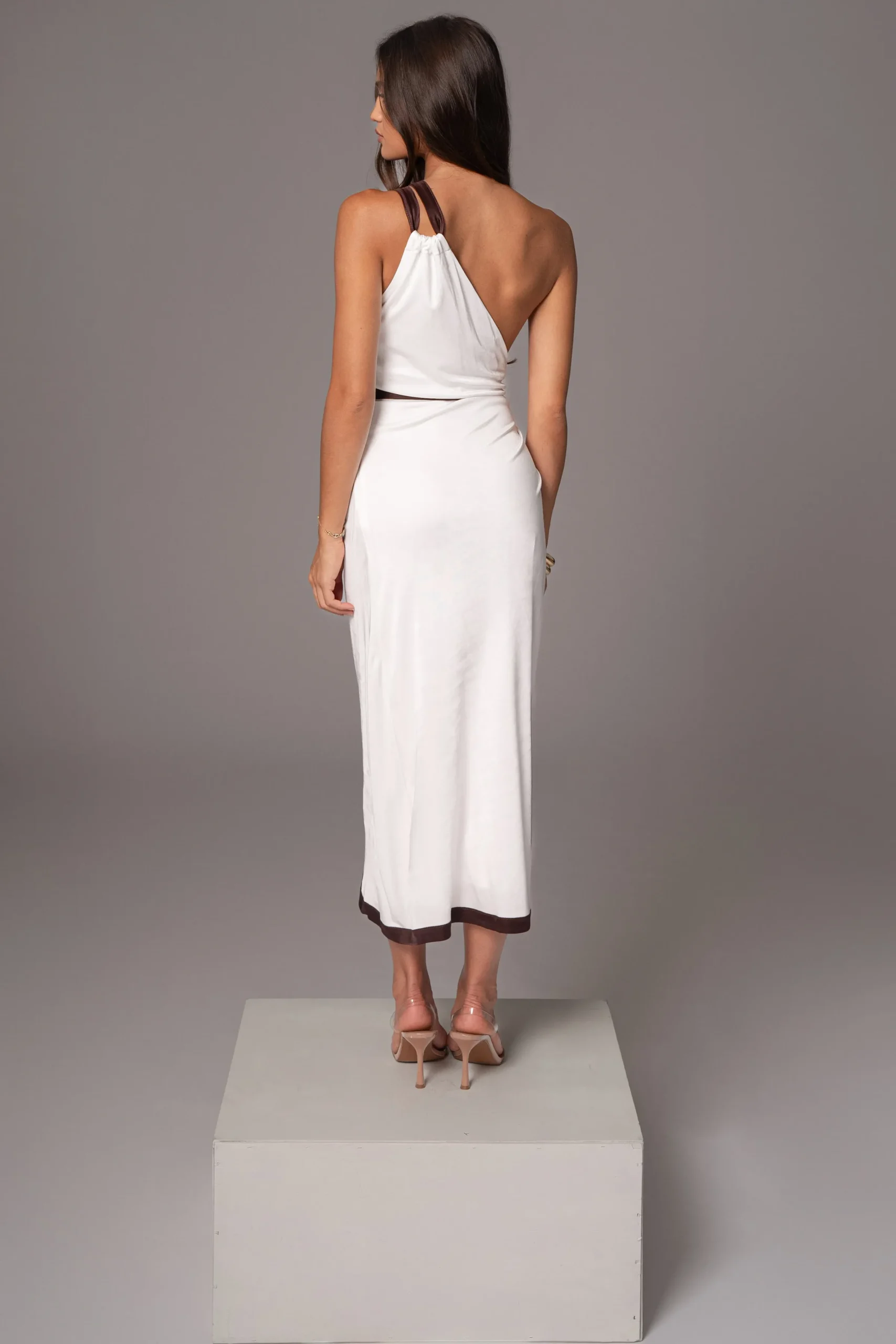 JLUXLABEL Ivory Anniversary Belted Wrap Dress
