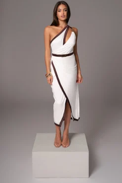 JLUXLABEL Ivory Anniversary Belted Wrap Dress