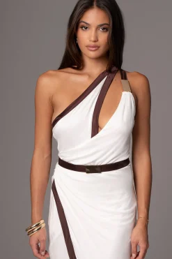 JLUXLABEL Ivory Anniversary Belted Wrap Dress