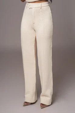 JLUXLABEL Ivory Back In Business Knit Trousers