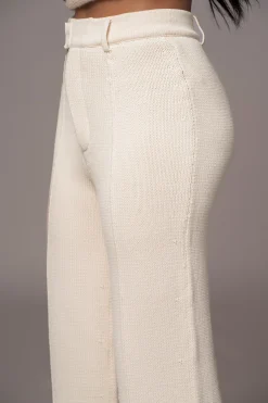 JLUXLABEL Ivory Back In Business Knit Trousers