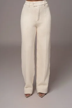 JLUXLABEL Ivory Back In Business Knit Trousers