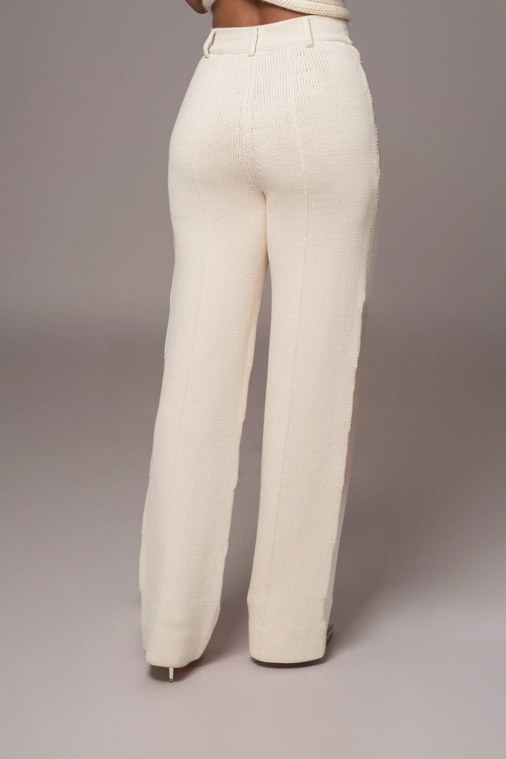 JLUXLABEL Ivory Back In Business Knit Trousers
