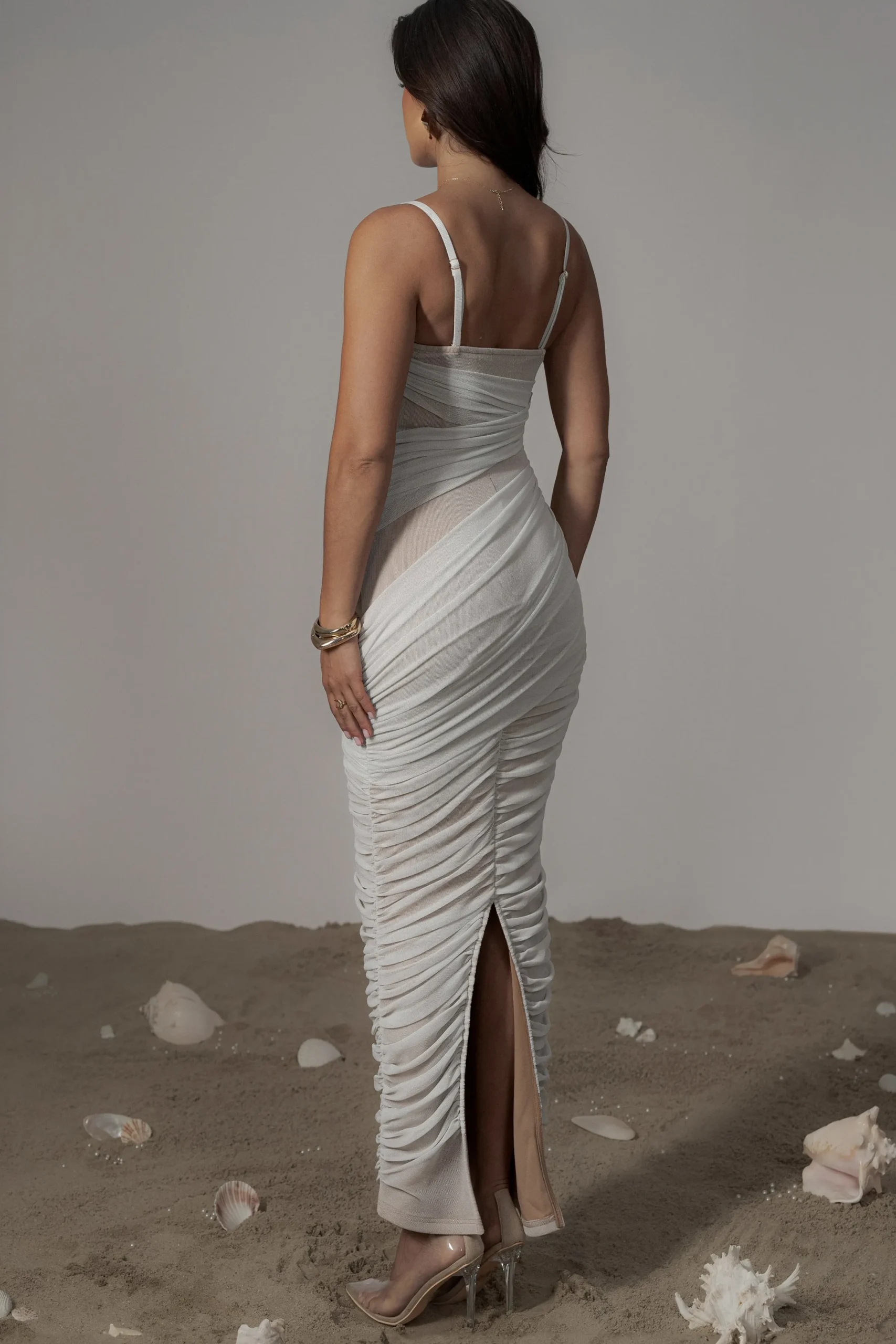 JLUXLABEL Ivory Catalina Lurex Knit Maxi Dress
