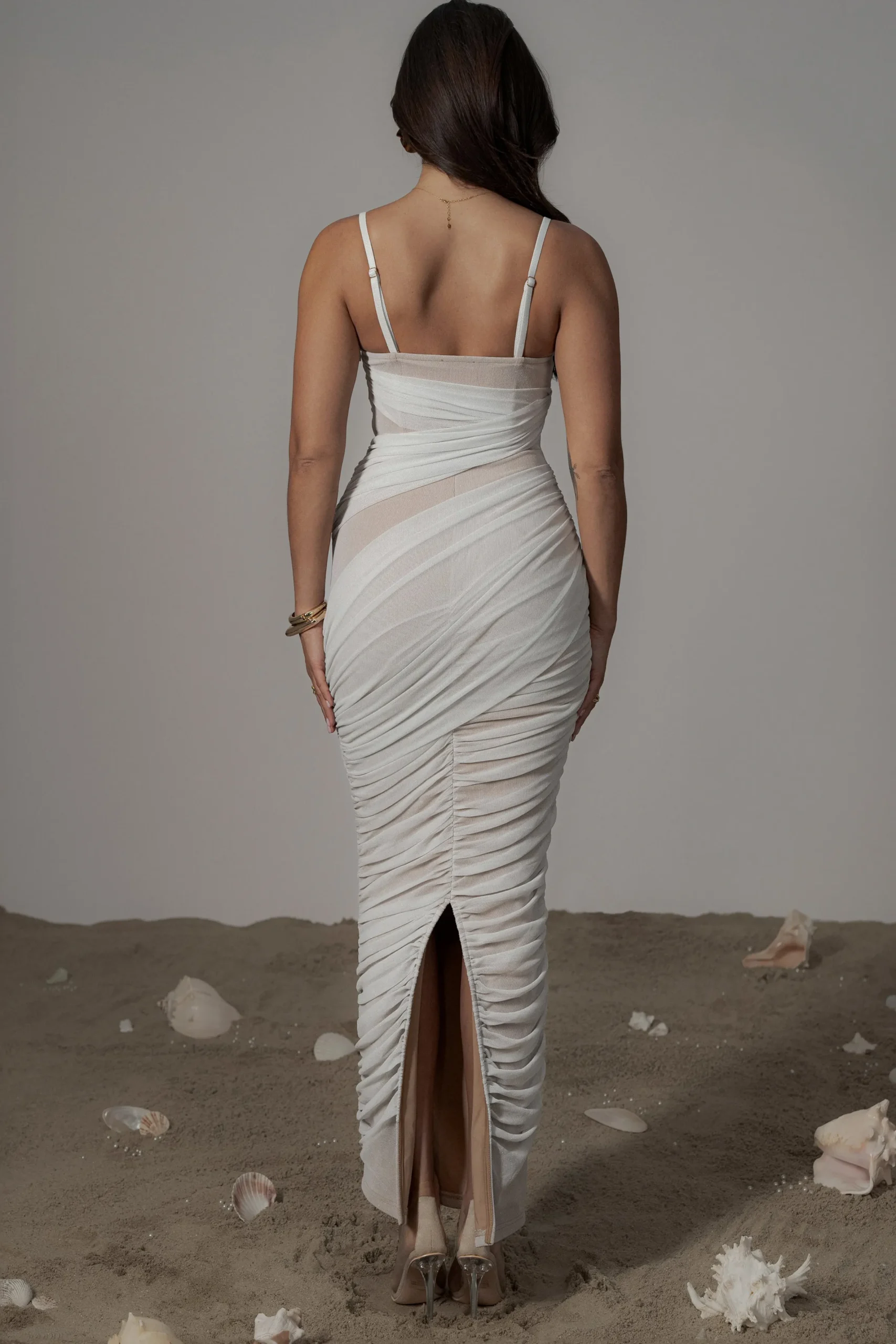 JLUXLABEL Ivory Catalina Lurex Knit Maxi Dress