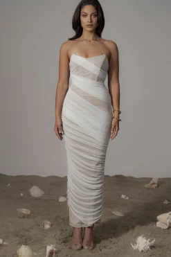 JLUXLABEL Ivory Catalina Lurex Knit Maxi Dress