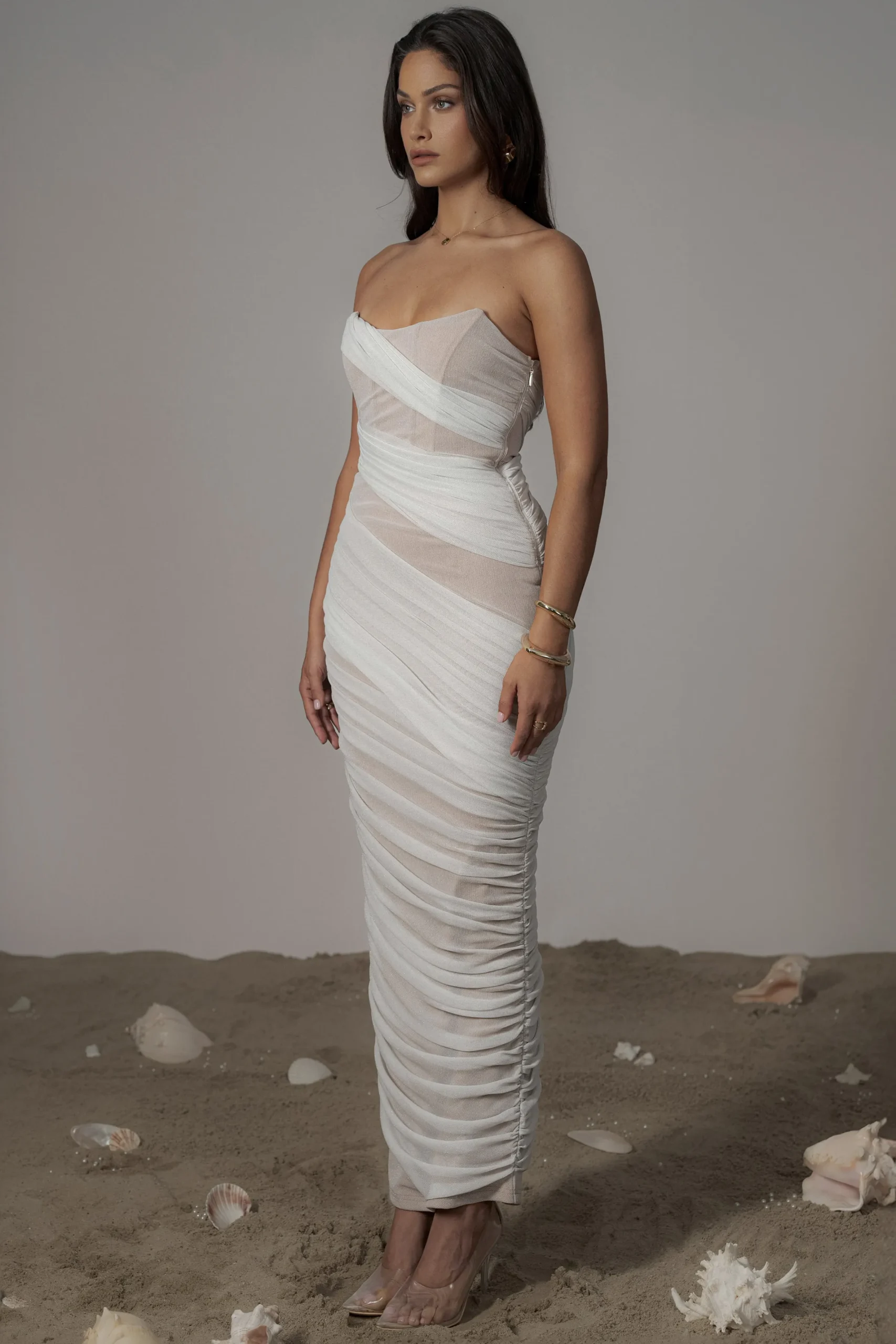 JLUXLABEL Ivory Catalina Lurex Knit Maxi Dress