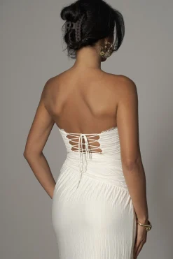 JLUXLABEL Ivory Celestial Drape Maxi Dress