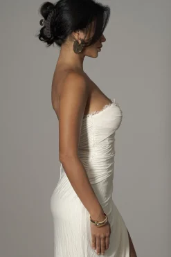 JLUXLABEL Ivory Celestial Drape Maxi Dress