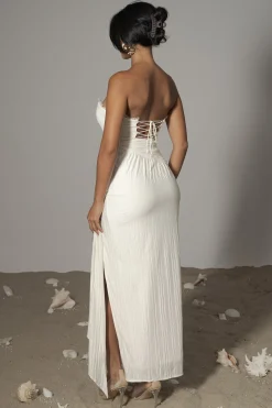 JLUXLABEL Ivory Celestial Drape Maxi Dress
