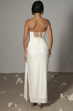 JLUXLABEL Ivory Celestial Drape Maxi Dress