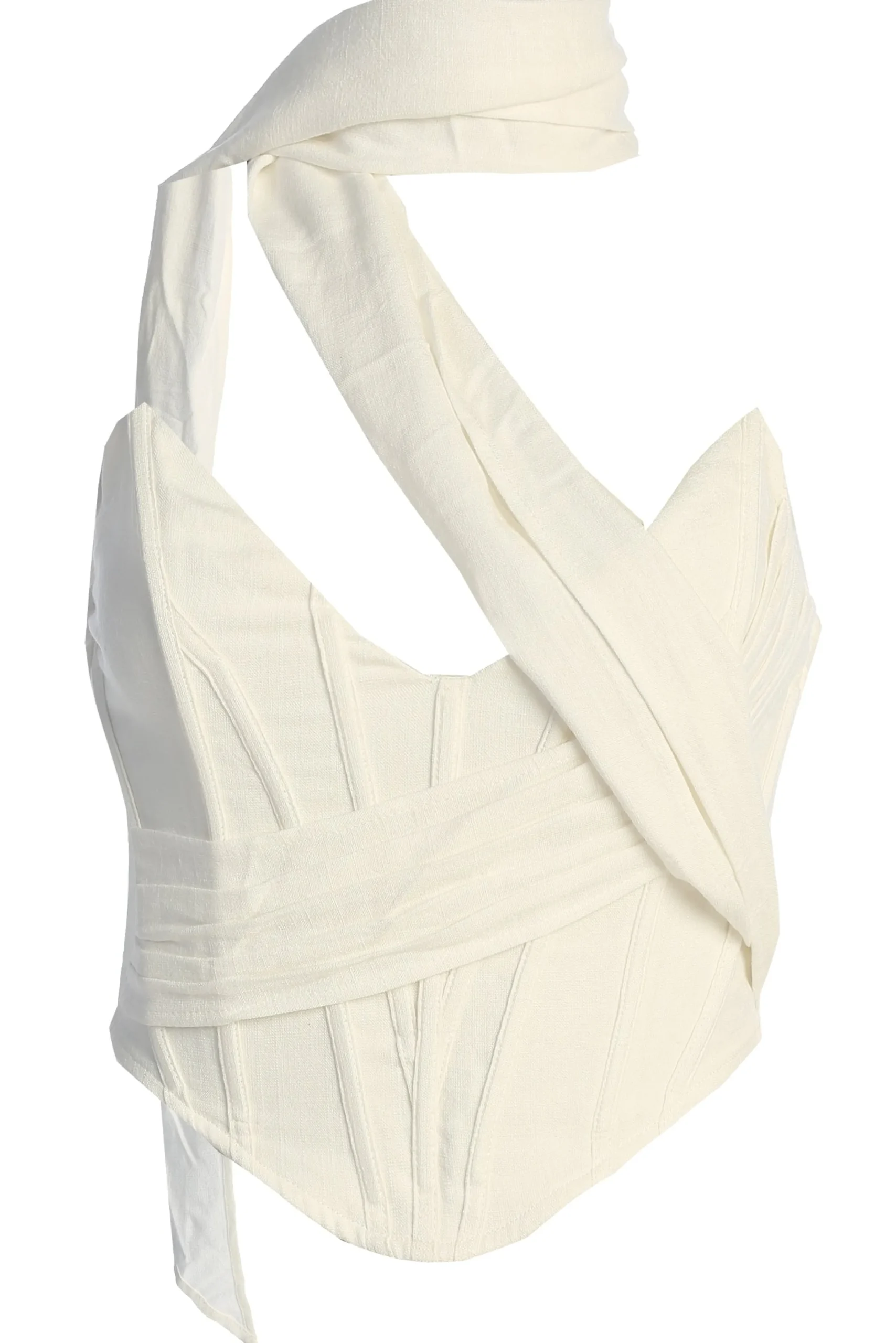 JLUXLABEL Ivory Coastal Bliss Linen Bustier