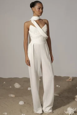 JLUXLABEL Ivory Coastal Bliss Linen Bustier