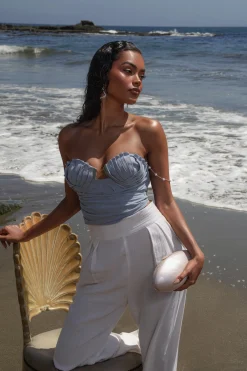 JLUXLABEL Ivory Crystal Waters Clutch