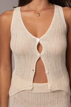 JLUXLABEL Ivory Cyrus Ribbed Skirt Set