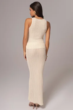 JLUXLABEL Ivory Cyrus Ribbed Skirt Set