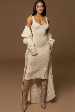 JLUXLABEL Ivory Daria Sweater Knit Dress