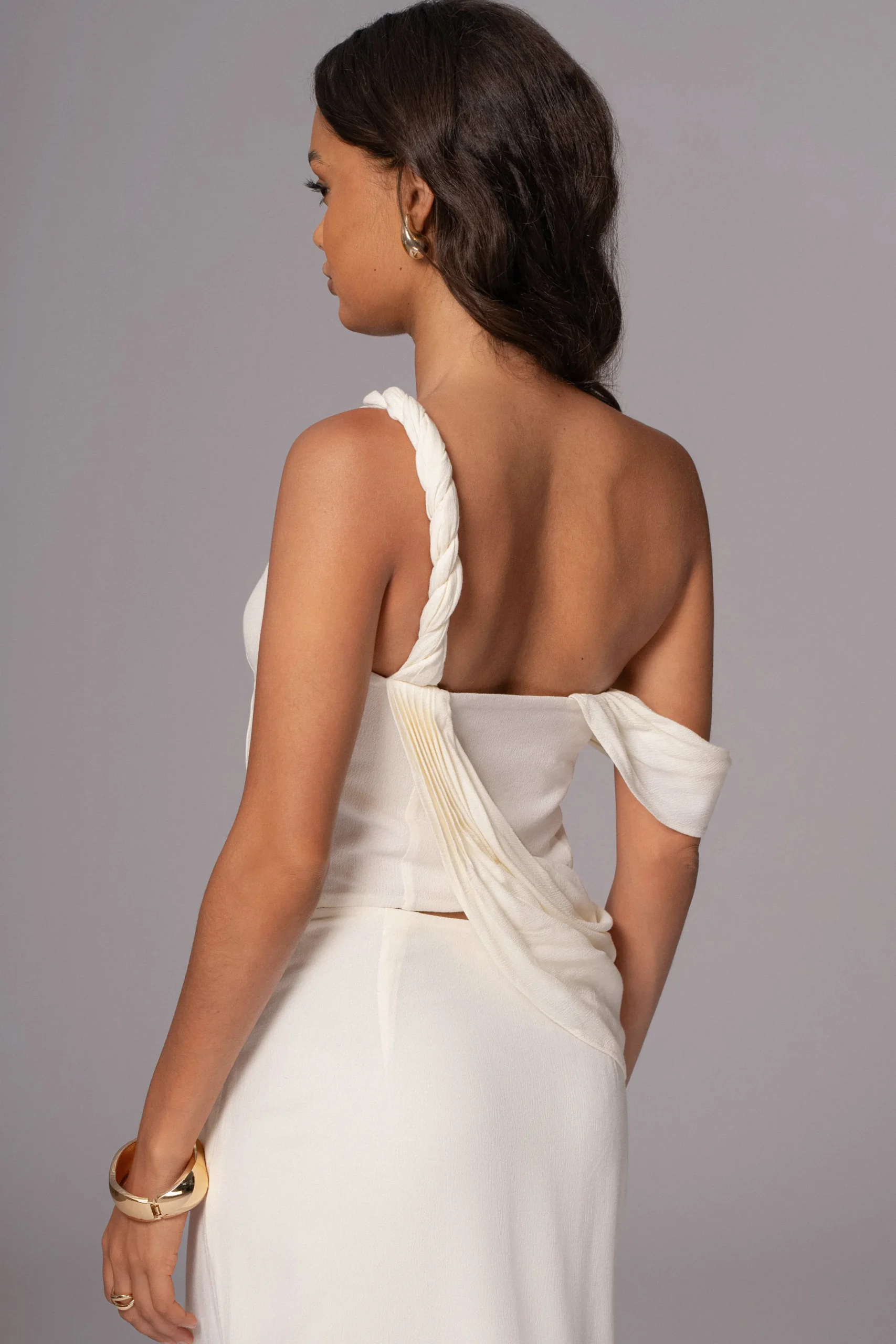 JLUXLABEL Ivory Diosa Drape Top