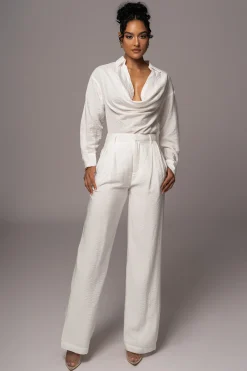 JLUXLABEL Ivory Drew Crinkled Trousers