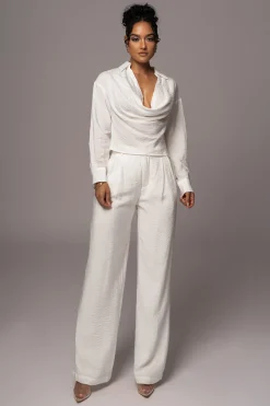 JLUXLABEL Ivory Drew Crinkled Trousers