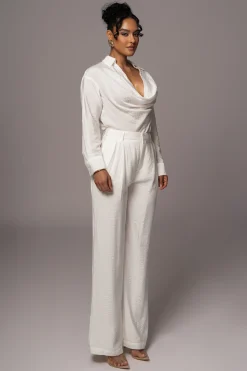JLUXLABEL Ivory Drew Crinkled Trousers