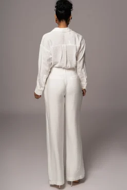 JLUXLABEL Ivory Drew Crinkled Trousers