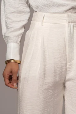 JLUXLABEL Ivory Drew Crinkled Trousers