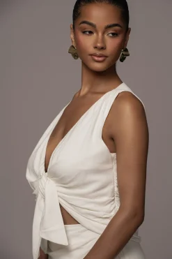 JLUXLABEL Ivory Elicia Linen Top