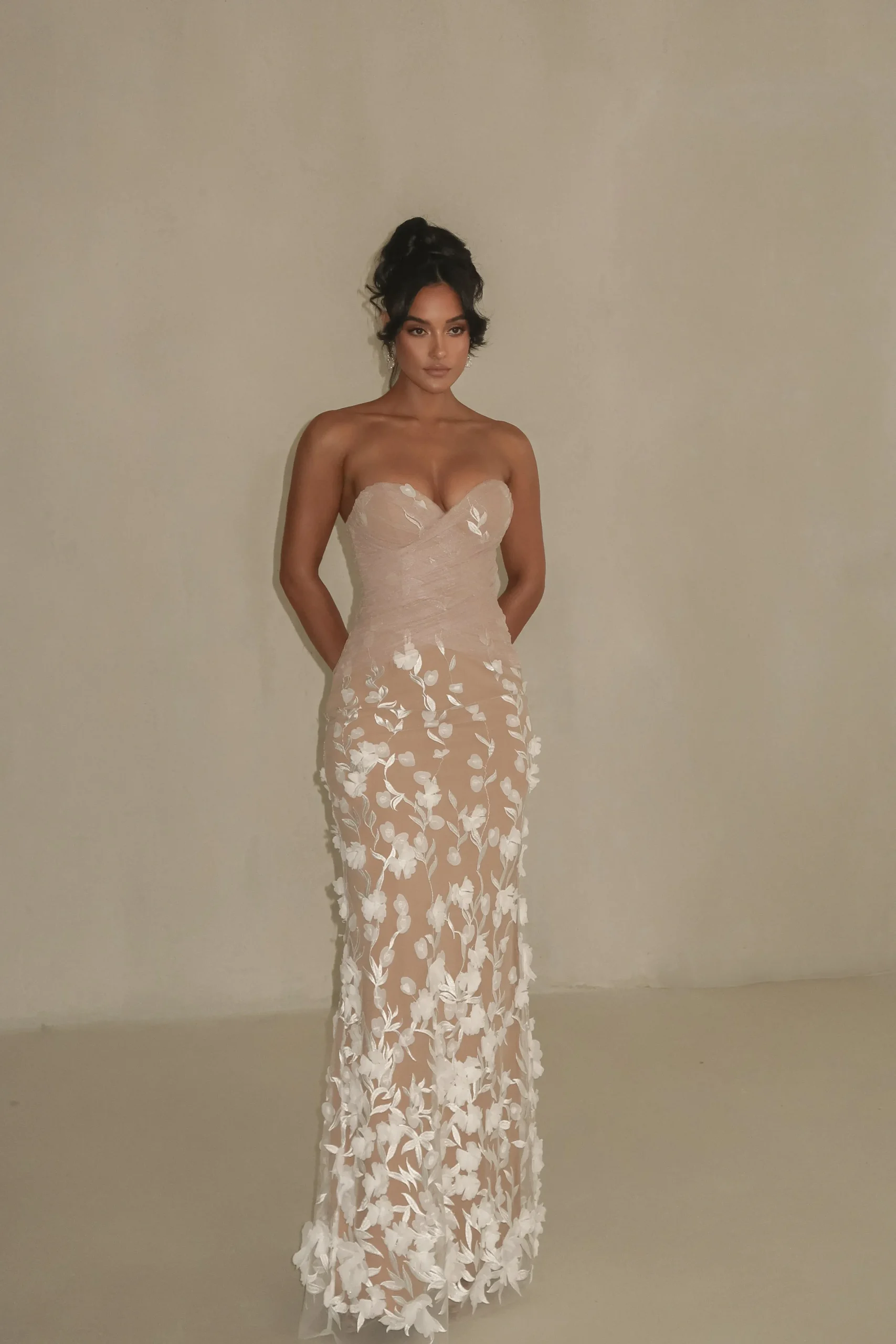 JLUXLABEL Ivory Everlasting Embroidered Gown