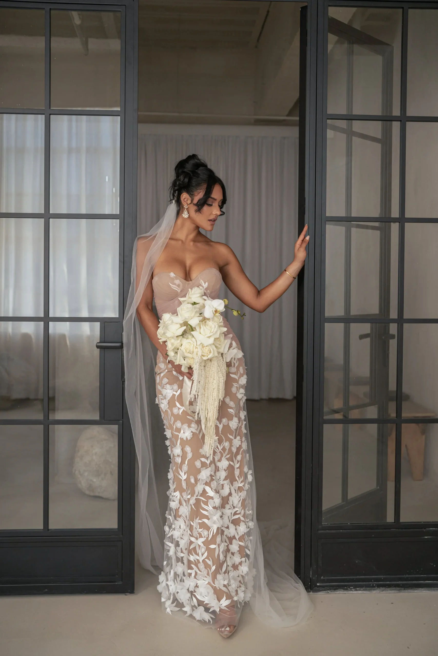JLUXLABEL Ivory Everlasting Embroidered Gown