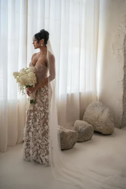 JLUXLABEL Ivory Everlasting Embroidered Gown