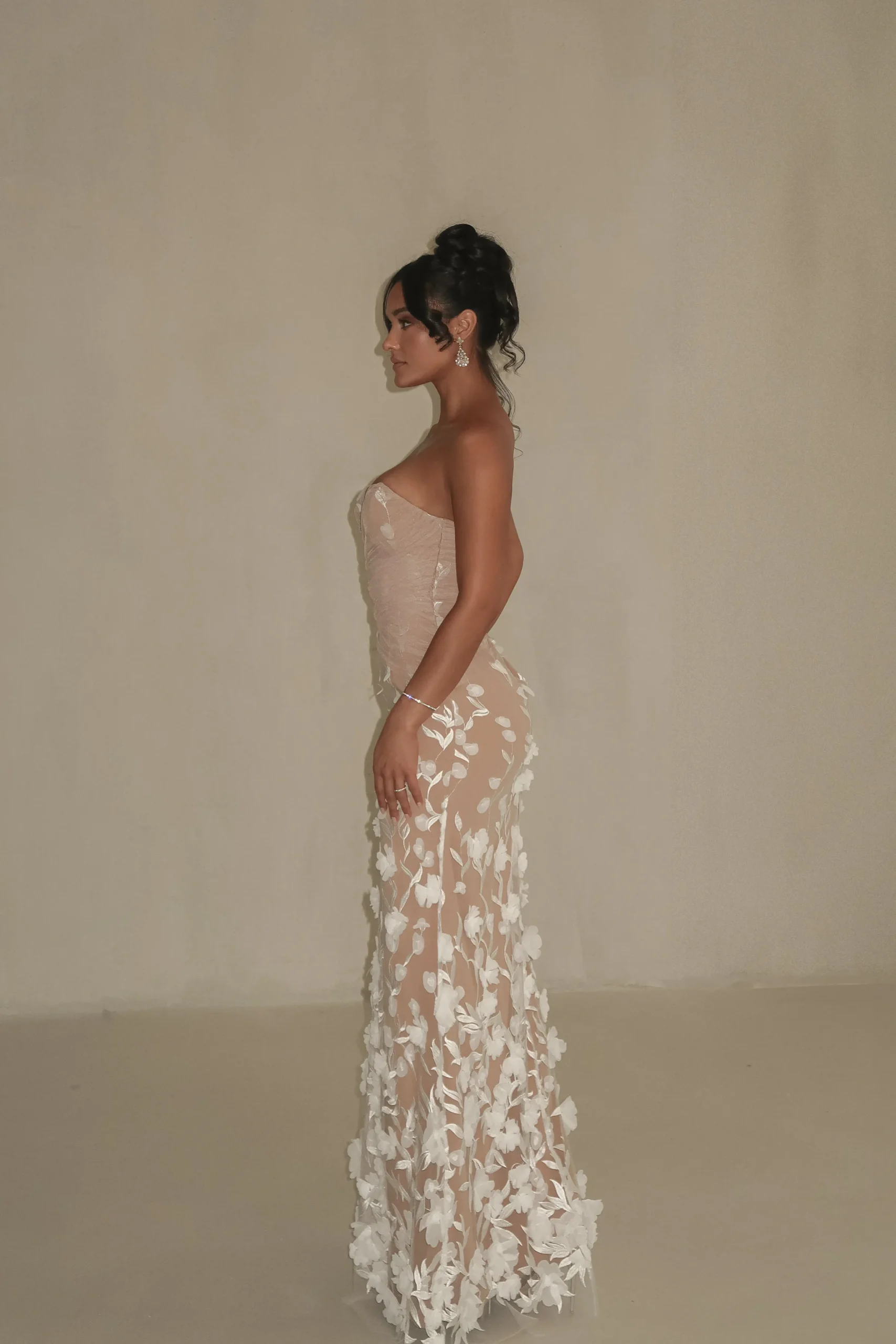 JLUXLABEL Ivory Everlasting Embroidered Gown