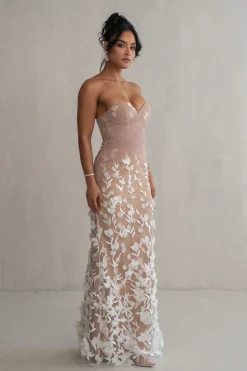 JLUXLABEL Ivory Everlasting Embroidered Gown