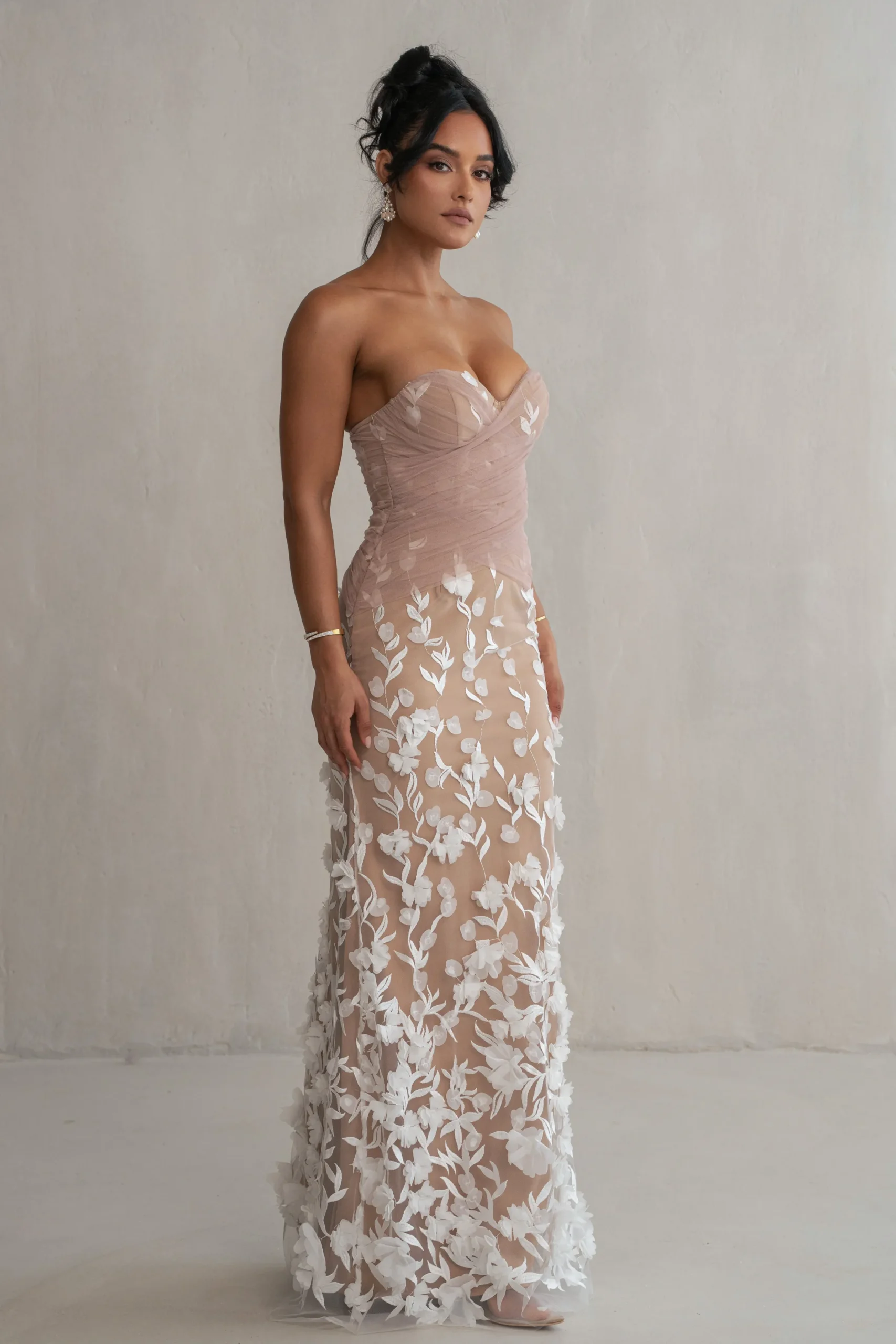 JLUXLABEL Ivory Everlasting Embroidered Gown