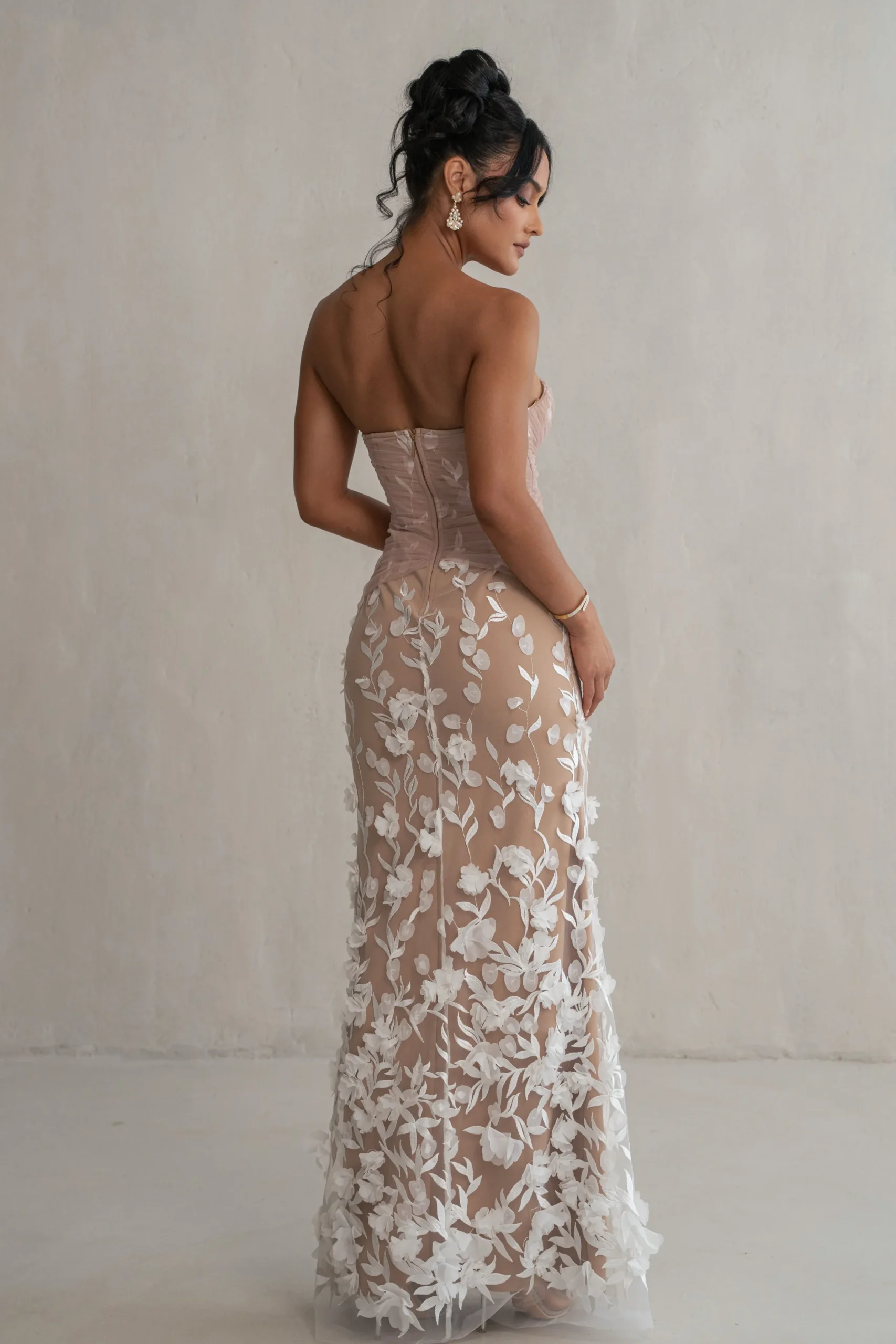 JLUXLABEL Ivory Everlasting Embroidered Gown