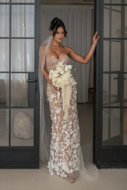 JLUXLABEL Ivory Everlasting Embroidered Gown