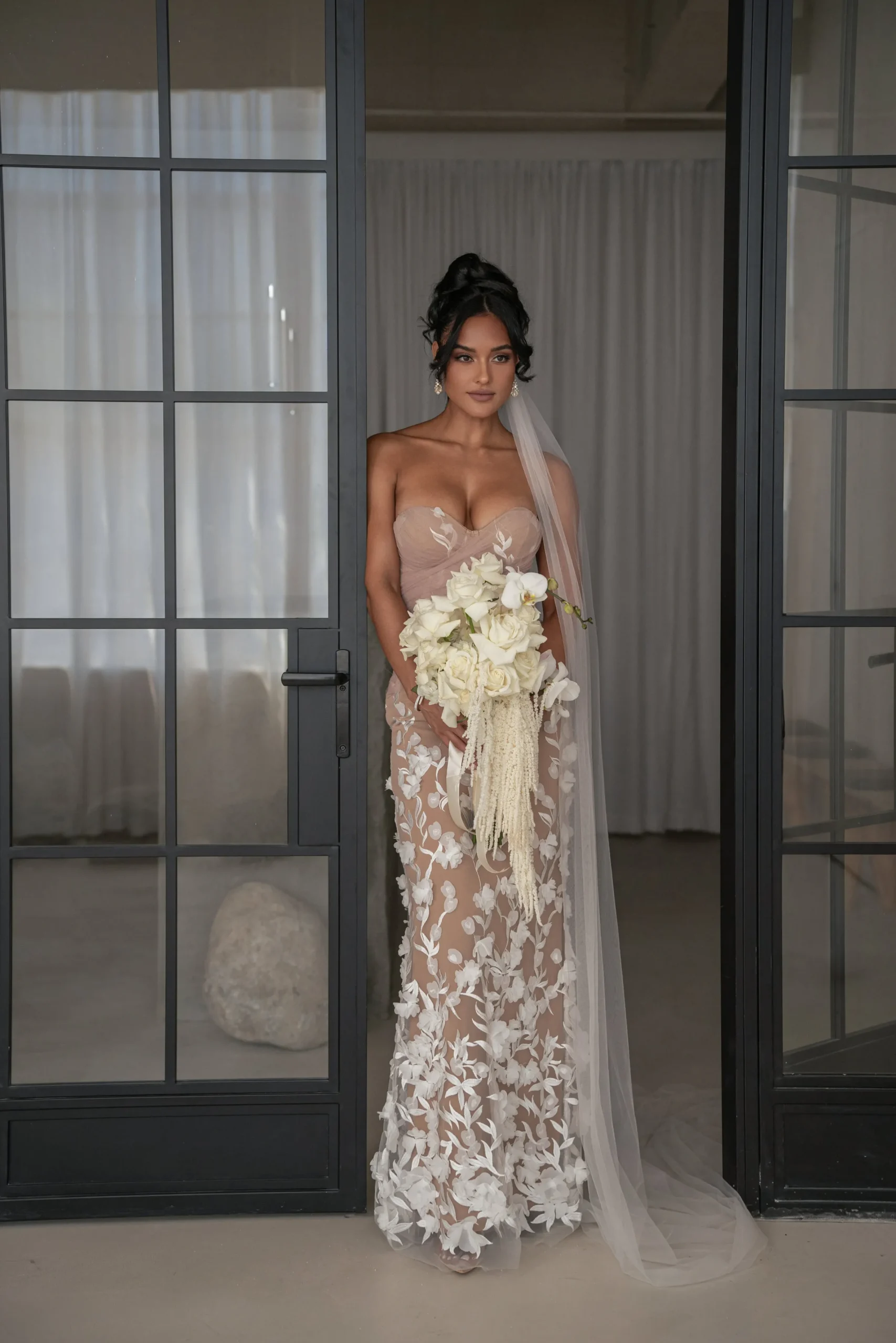 JLUXLABEL Ivory Everlasting Embroidered Gown