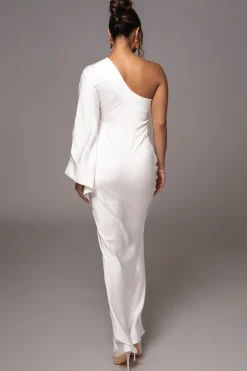 JLUXLABEL Ivory Femme Drape Maxi Dress