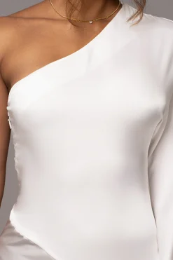 JLUXLABEL Ivory Femme Drape Maxi Dress