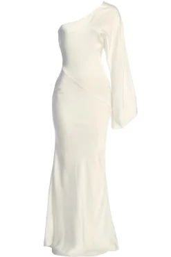 JLUXLABEL Ivory Femme Drape Maxi Dress