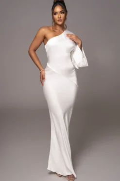 JLUXLABEL Ivory Femme Drape Maxi Dress